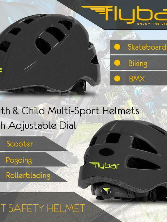 Flybar Junior Sports Helmet Παιδικό Κράνος για Rollers Μαύρο