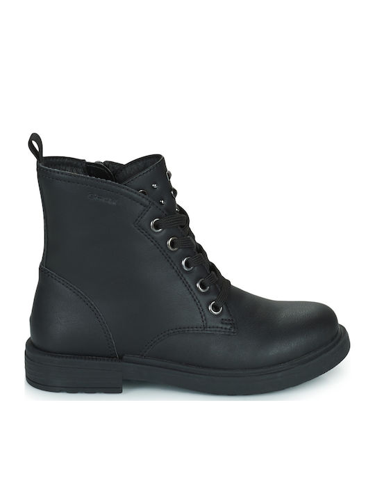 J ECLAIR Leather Kids Boots with Laces Black