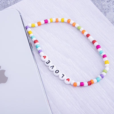 Universal Smartphone Lanyard Strap Λουράκι Καρπού για Κινητά Multicolor 3 Love and Beads