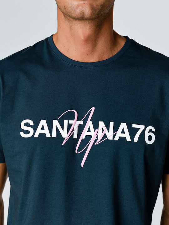 Tricou Snta cu imprimeu SANTANA76 - Albastru marin