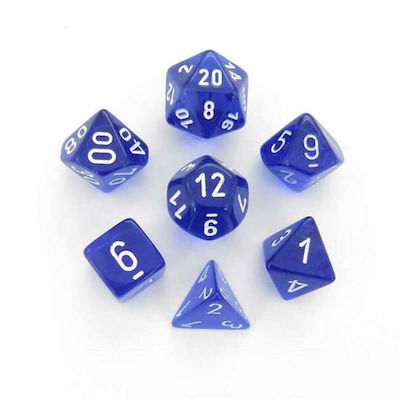 Chessex Dungeons & Dragons Translucent Polyhedral 7-Die Set - Blue/White Würfel 7Stück 23076