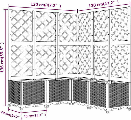 vidaXL Planter Box Plastic Black 120x120x136cm.