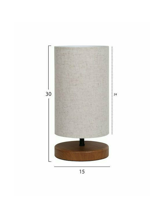 HomeMarkt Wood Table Lamp for Socket E14 with Gray Shade and Brown Base