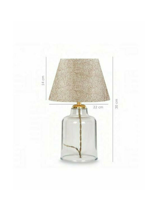 HomeMarkt Glass Table Lamp for Socket E27 with Gold Shade and Transparent Base