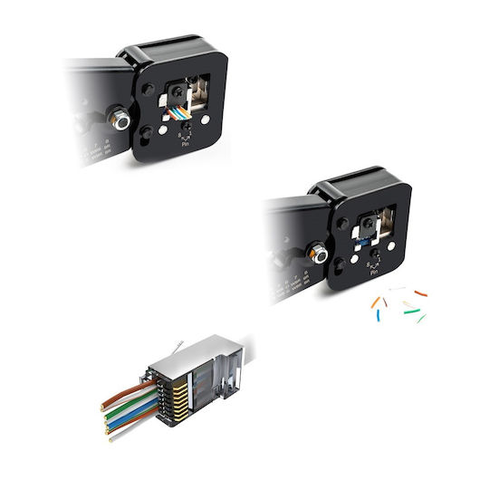 Spacetronik PT-CT01 Πρέσα Ακροδεκτών Δικτύου για Passthrough και Κανονικά Βύσματα RJ11, RJ45
