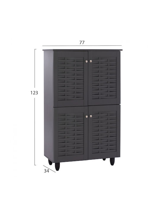 Ξύλινη Παπουτσοθήκη Kabira με 6 Ράφια Γκρι Μ77xΠ34xΥ123cm