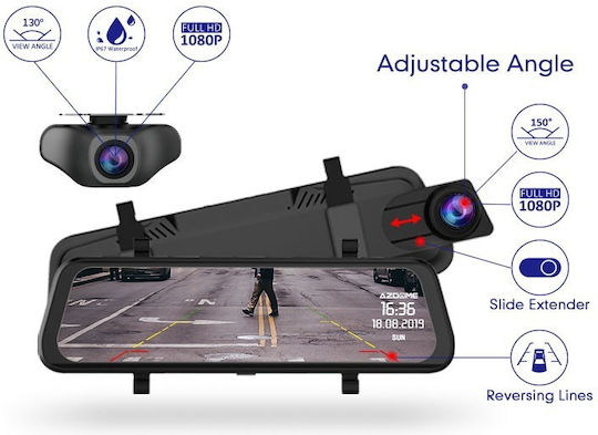 F1062 720P Mirror Car DVR Set with Rear Camera, 10" Display with Clip