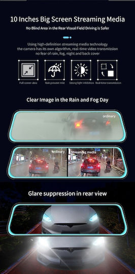 F1062 720P Mirror Car DVR Set with Rear Camera, 10" Display with Clip