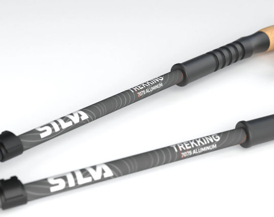 Silva Pair of Compact Aluminum Trekking Poles with 3 Sections Cork Gray 232gr