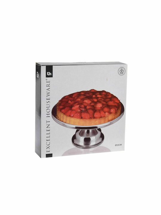 Excellent Houseware Cake Stand Silver 33x33cm