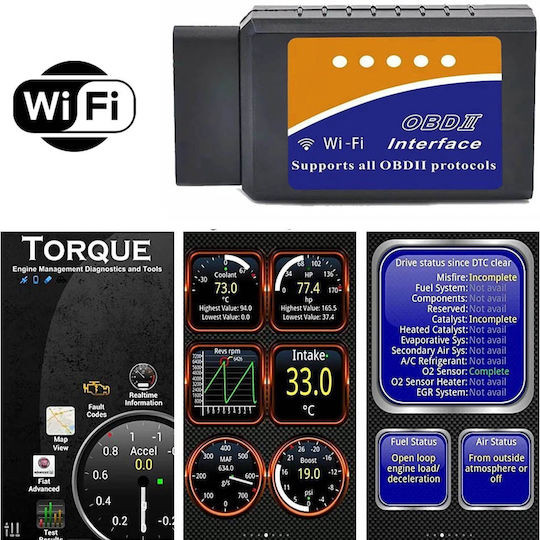 V2.5 Mini OBDII Διαγνωστικό Αυτοκινήτου ELM 327 OBD 2 με WiFi Συμβατό με Android