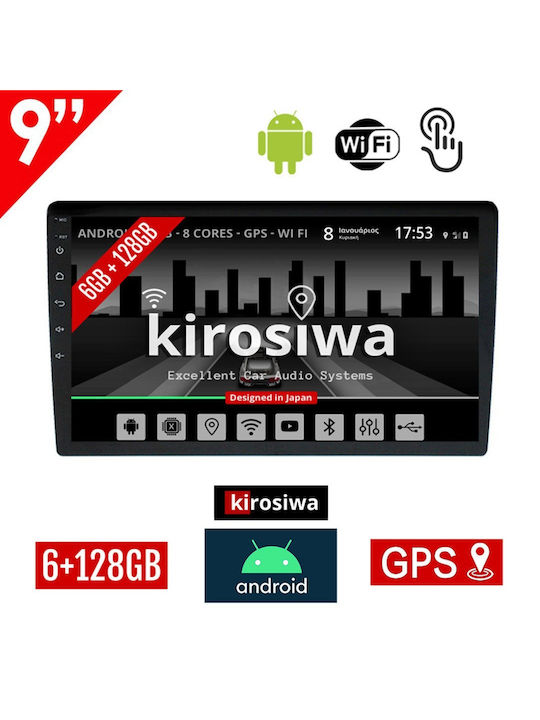 Kirosiwa Ηχοσύστημα Αυτοκινήτου 2DIN (Bluetooth/USB/WiFi/GPS/Apple-Carplay/Android-Auto) με Οθόνη Αφής 9"