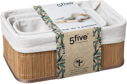 5Five Aufbewahrungskorb Bamboo Weiß 3Stück