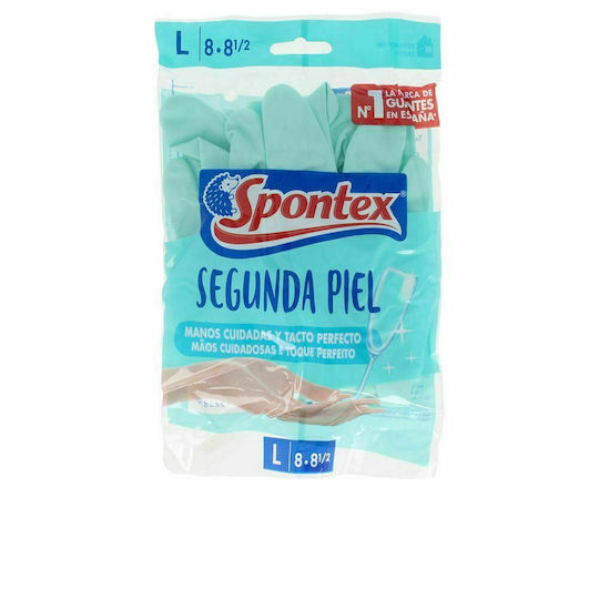 Spontex Ζεύγος Γαντιών Καθαριότητας Second Skin Πλαστικά Large Πράσινα