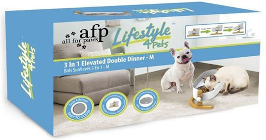 All For Paws Plastic Bowl Food & Water for Dog 2x 200ml in Silver Color