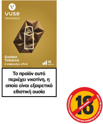 Vuse Ready-to-use E-Liquid ePod Golden Tobacco with Smoking Flavor 18mg 1.9ml 2pcs