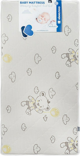 Kikka Boo Mattress Crib Memory Comfort Cool Gel Bear Grey with Memory Foam 70cmx140cmx12cm