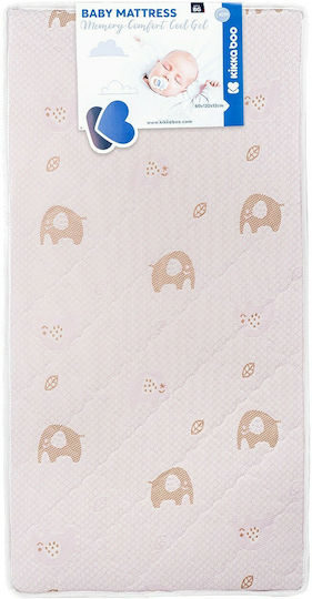 Kikka Boo Mattress Crib Memory Comfort Cool Gel Elephants White with Memory Foam 70cmx140cmx12cm