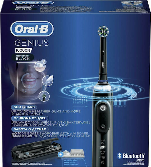 Oral-B Genius 10000N Elektrische Zahnbürste mit Timer, Drucksensor und Reisetasche Schwarz