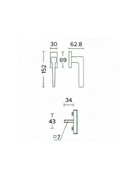 Convex 1495 CW Λαβή Παραθύρου Μαύρη Ματ