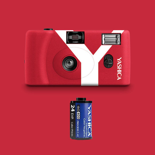 Yashica MF1 Set Фотоапарат Филм Червено
