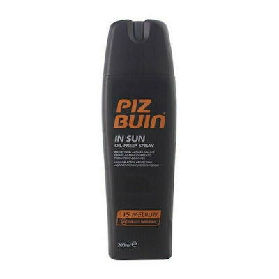 Piz Buin In Sun Ultra Light Sun Waterproof Sunscreen Cream for the Body SPF15 in Spray 200ml