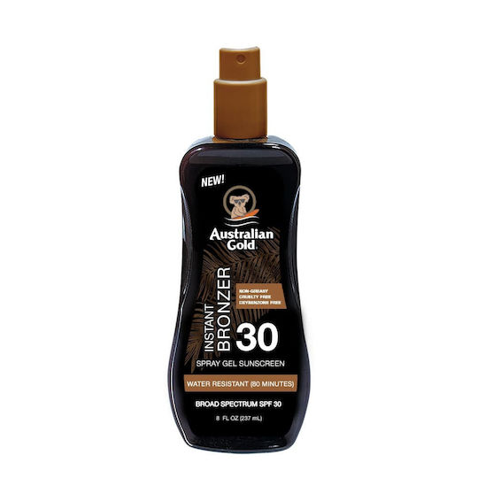 Australian Gold Gel Cu Bronzer Instant Ulei Pentru Corp Waterproof Produs Cu Protecție Solară SPF30 În Spray 237ml