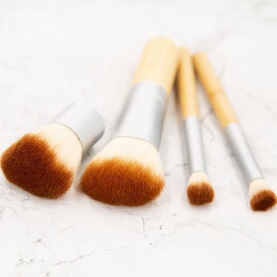 Tools for Beauty Σετ με Πινέλα Μακιγιάζ από Συνθετική Τρίχα Mini Bamboo 4τμχ