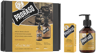 Proraso Wood & Spice Beard & Moustache Grooming Set with Oil 30ml & Shampoo 200ml