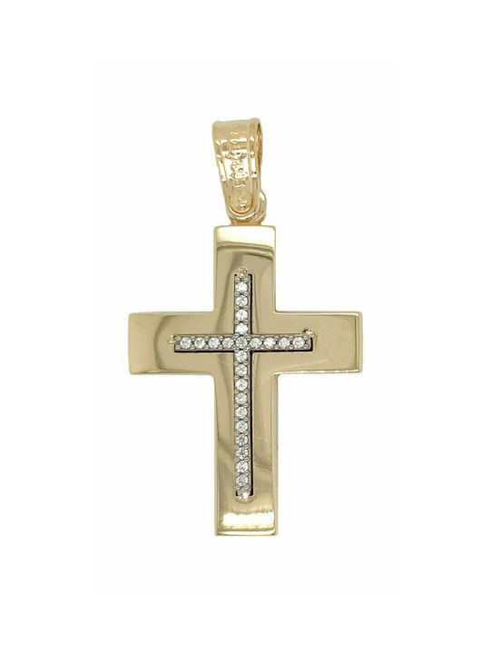 Mertzios.gr Gold Cross 14K Double Sided