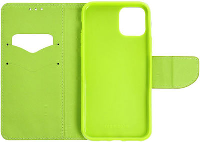 Fancy Synthetic Leather Wallet Navy Blue/ Lime (Redmi Note 11 Pro)