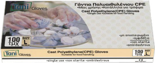 Intertan Tani Food Handling Polyethylene Examination Gloves Powder Free Transparent 100pcs