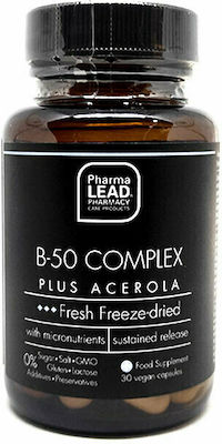 Pharmalead B-50 Complex Plus Acerola Βιταμίνη για Ενέργεια, Ενίσχυση του Ανοσοποιητικού & το Νευρικό Σύστημα 30 κάψουλες