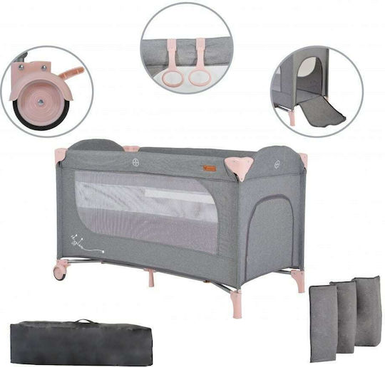 Cangaroo Skyglow Παρκοκρέβατο 2 Επιπέδων με Στρώμα Pink extra matt 125x62cm