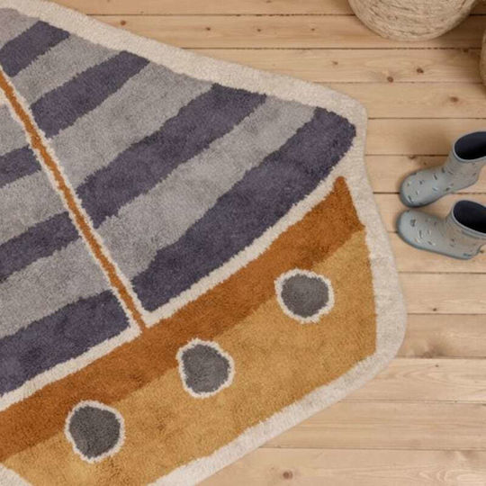 Little Dutch Boat Παιδικό Χαλί Βαμβακερό Blue 105x120cm