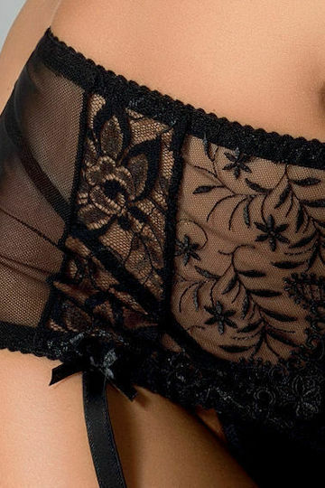 Casmir Lingerie Jessie Комплект 3 Части Секси Мрежест С Жартиери Черен 3 Части