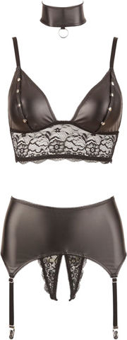 Cottelli Collection Bondage Suspender Lingerie Satz Schwarz