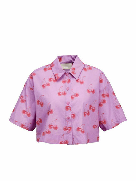 Women's Short Sleeve Shirt Violet Tulle