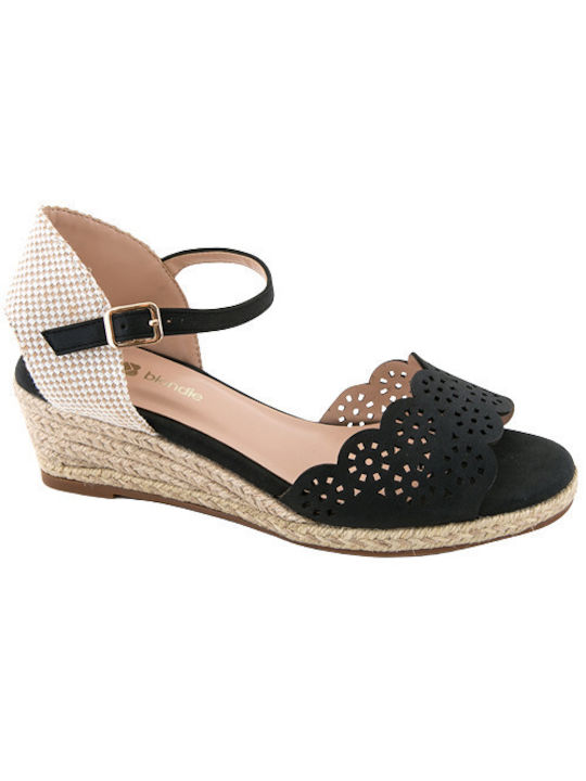 Blondie Women's Leather Platform Espadrilles Black