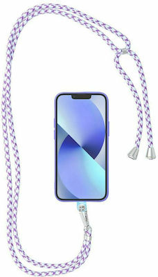 Swing Neck Strap for Mobile Phones White - Purple L0012