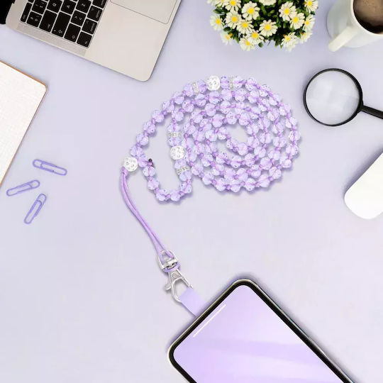 Blue Star Crystal Diamond Neck Strap for Mobile Purple
