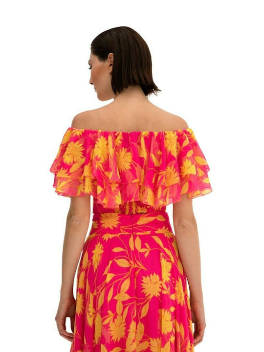 Desiree Women's Summer Crop Top Off-Shoulder Short Sleeve Floral Multicolour