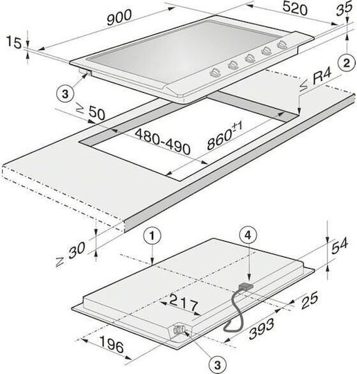 Miele Gaskochfeld Autonom Edelstahl 90x52εκ. Silber