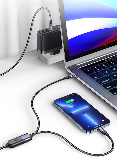 Usams US-SJ550 Braided USB-C to Lightning Cable 100W Μαύρο 1.2m (SJ550USB01)