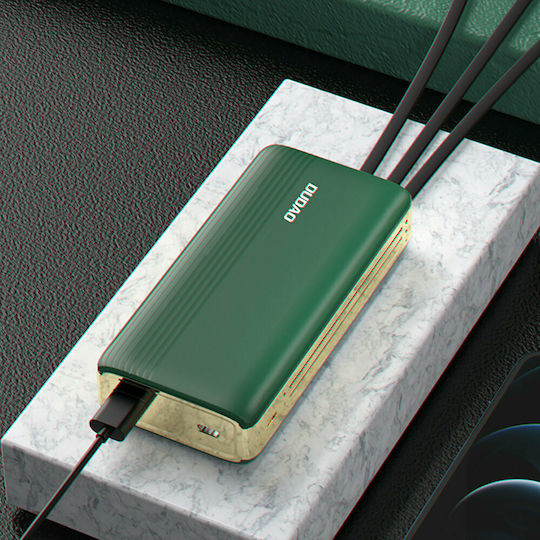Dudao K4Pro Buit-in 4 IN1 Power Bank 20000mAh с USB-C порт Зелен