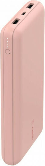 Belkin BPB012btRG Power Bank 20000mAh 15W with 2 USB-A Ports and USB-C Port Rose Gold