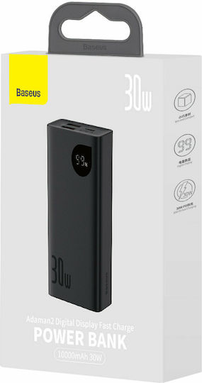 Baseus Adaman2 Power Bank 10000mAh 30W с 2 USB-A порта и USB-C порт Power Delivery / Бързо зареждане 3.0 Черен