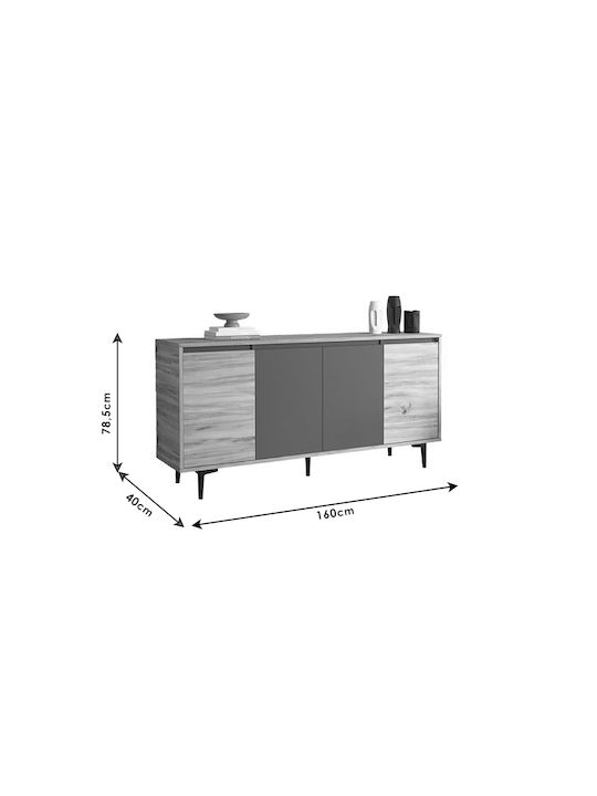 Sideboard Augusta Holz Eiche / Anthrazit 160x40x78,5cm