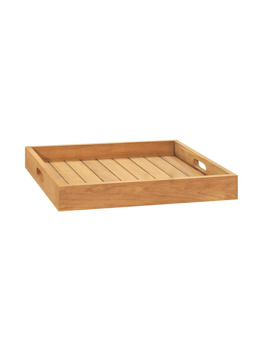vidaXL Holz Rechteckig Serviertablett mit Griffen in Braun Farbe 50x50x7cm 315457 1Stück