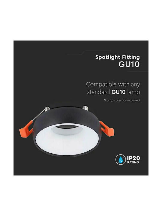 V-TAC Rotund Metalic Cadru pentru Spoturi GU10 Alb 9.2x9.2cm. 1buc